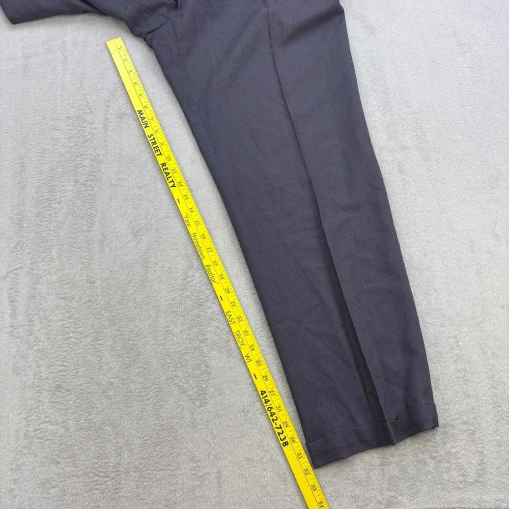 Christian Dior Dress Pants Mens 40x32 Gray Pleated Cuffed Wool Slacks Luxury 90s